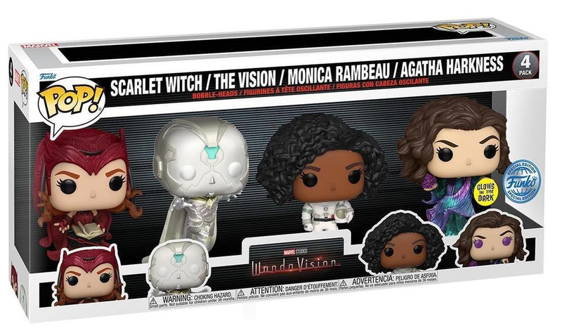 *PRÉ RESERVA* Funko POP! Marvel - Scarlet Witch, The Vision, Monica Rambeau, Agatha Harkness (GITD) - 4 Pack