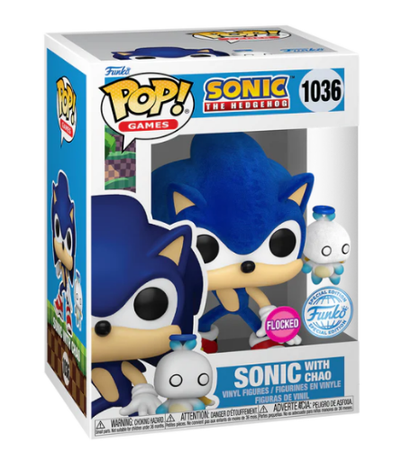 *PRÉ RESERVA* Funko POP! Games: SONIC THE HEDGEHOG - SONIC WITH CHAO (FLOCKED) - 1036