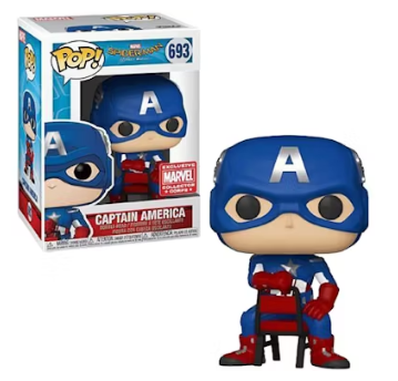 Funko Pop! Marvel Spider-Man Homecoming - Captain America Sitting Collector Corps - 693